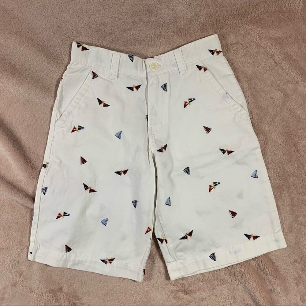 Cherokee Dressy Short Sailboat Embroidered Shorts White Nautical Kids Size 12